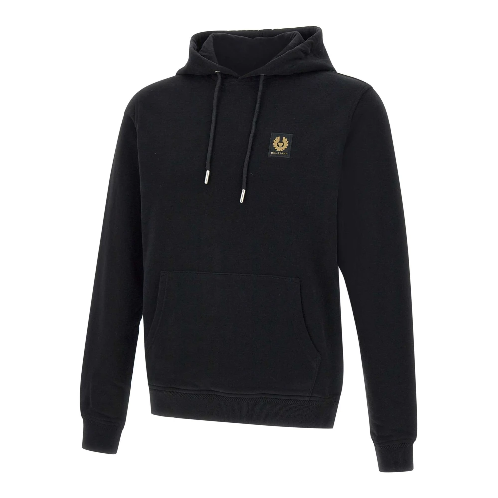 Belstaff Men's Black Cotton Fleece Sweatshirt With Hood - Hoodies - L - Sweatshirts & Hoodies