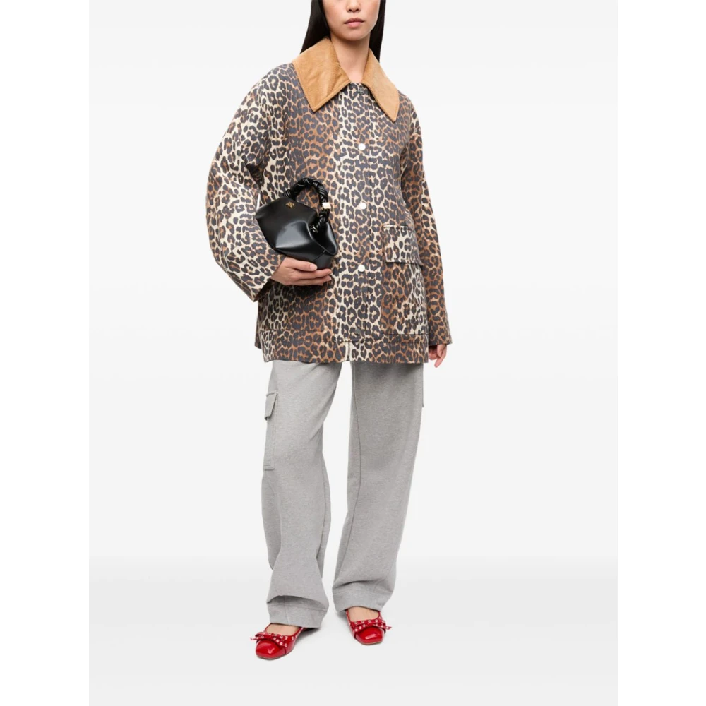 Ganni Luipaardprint Jas met Fluweel Kraag Multicolor Dames