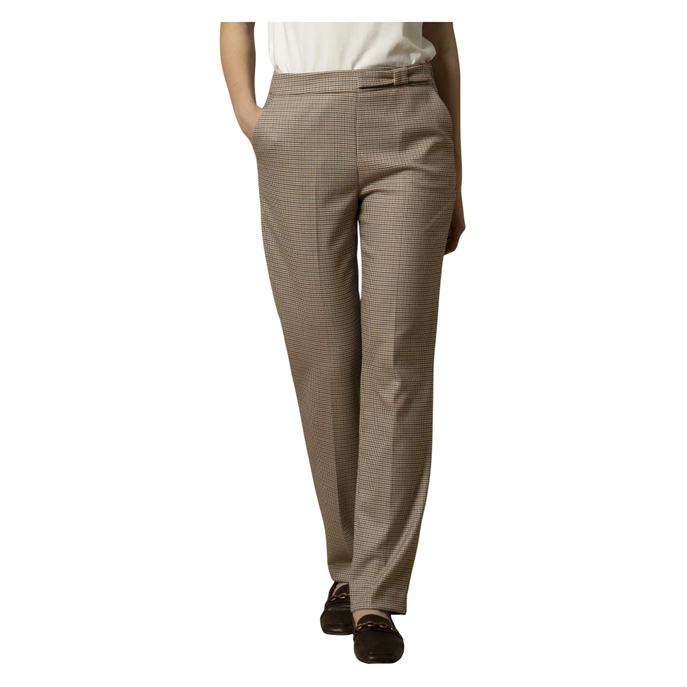 Kocca Women's Chic Chequered Straight Leg Trousers