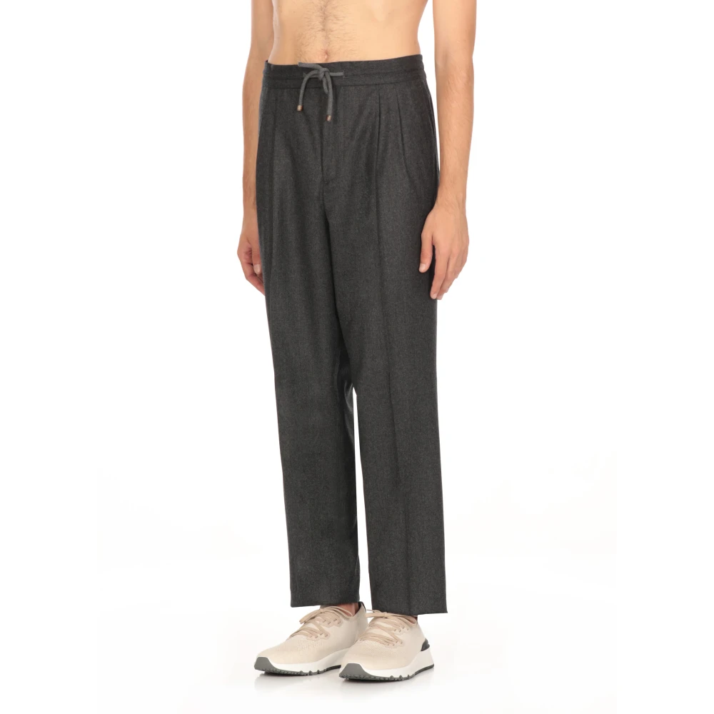 BRUNELLO CUCINELLI Donkergrijze Wol Elastische Taillebroek Gray Heren