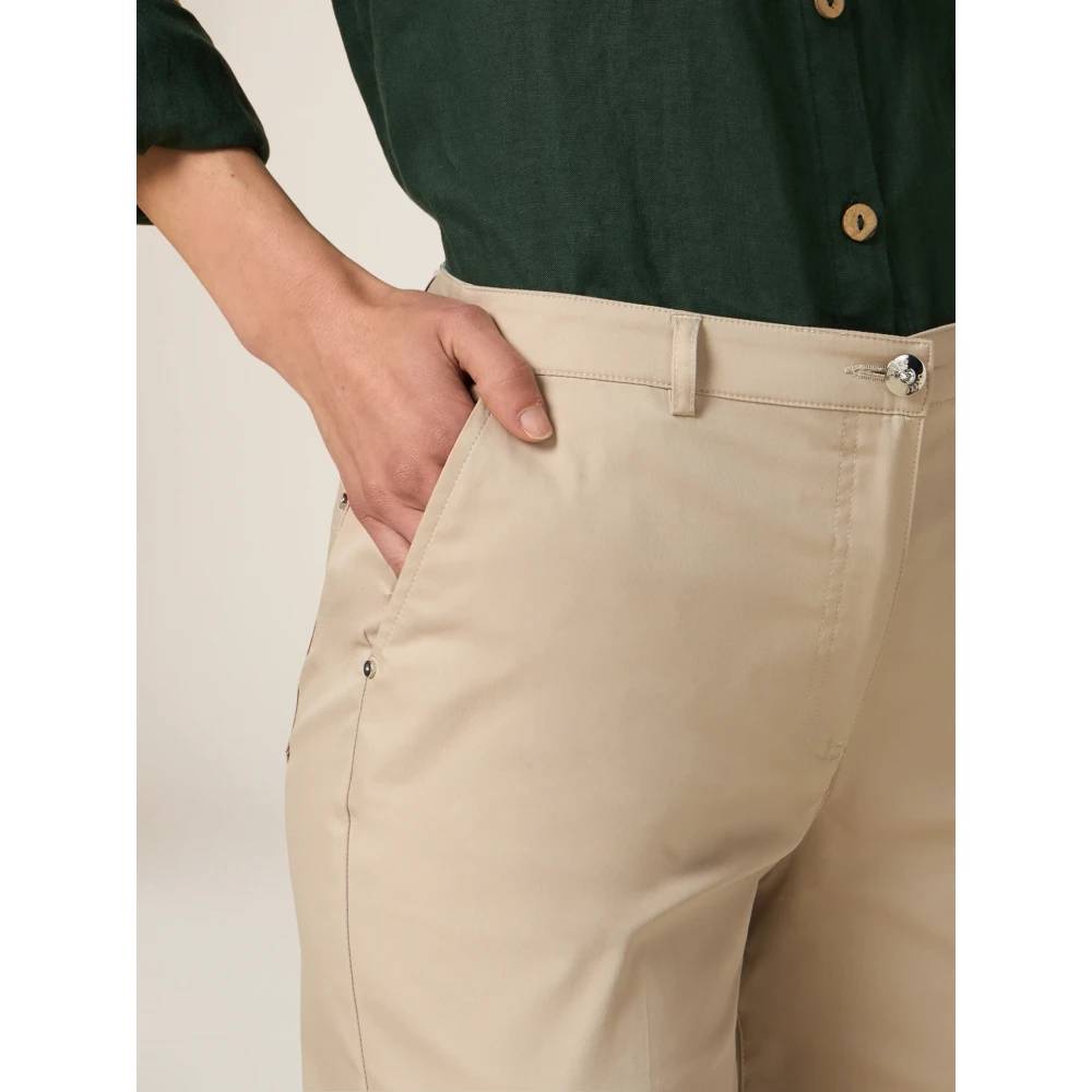Oltre Katoenen Stretch Bermuda Shorts Beige Dames