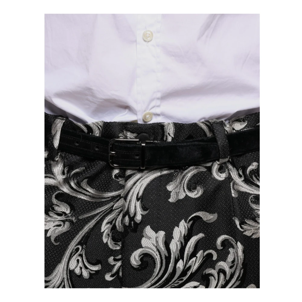 Dolce & Gabbana Zwarte Jacquard Logo Skinny Jurk Broek Black Heren