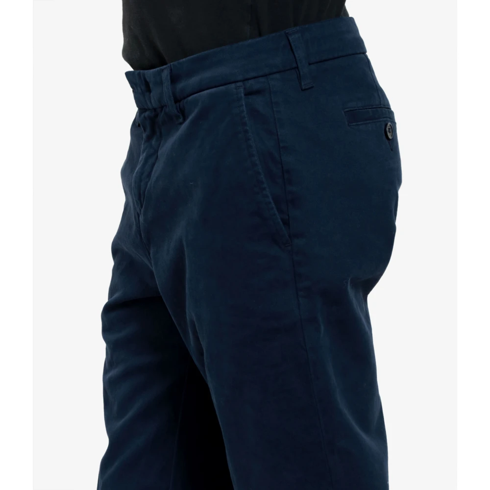 Fay Blauwe Katoenen Broek met Knoop- en Ritssluiting Blue Heren