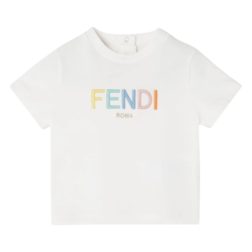 Fendi Logo T-Shirt - Unisex - Kids Short Sleeve T-Shirts - White - 9 M - Kids