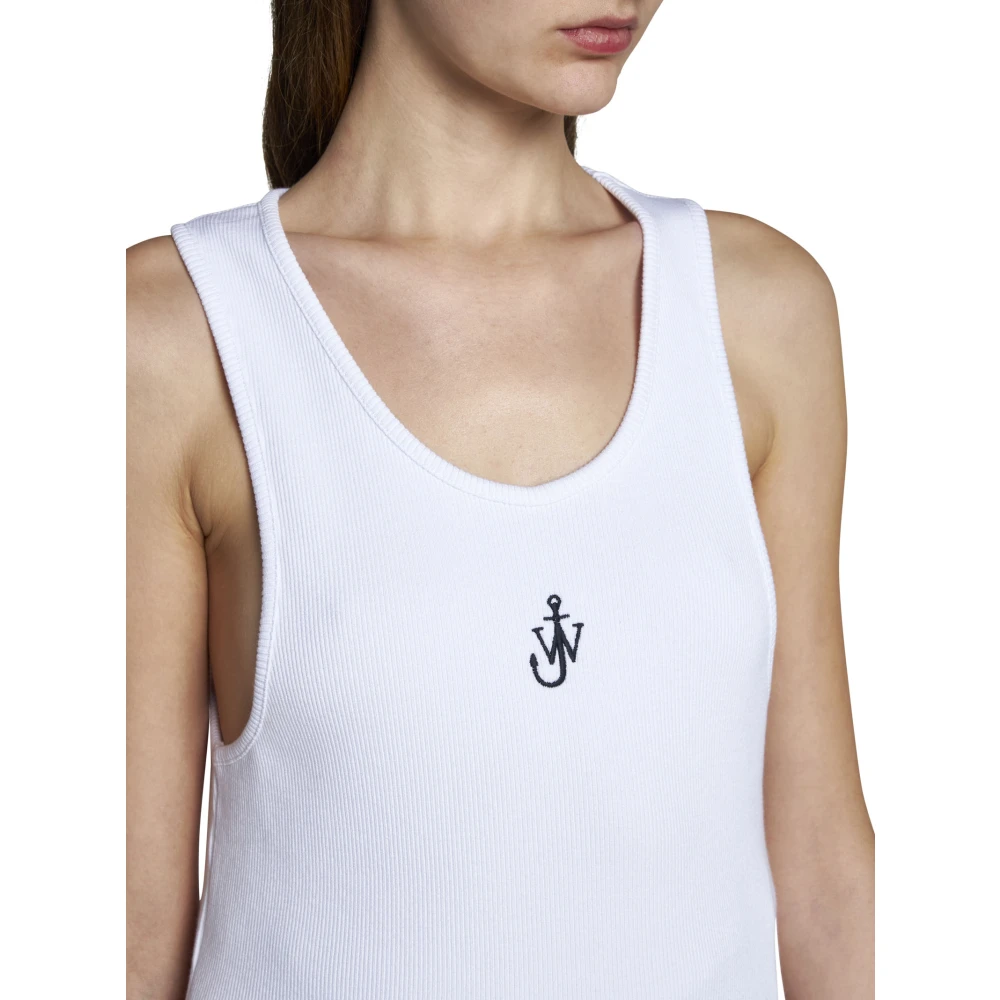 JW Anderson Witte Anker Borduur Tank Top White Dames