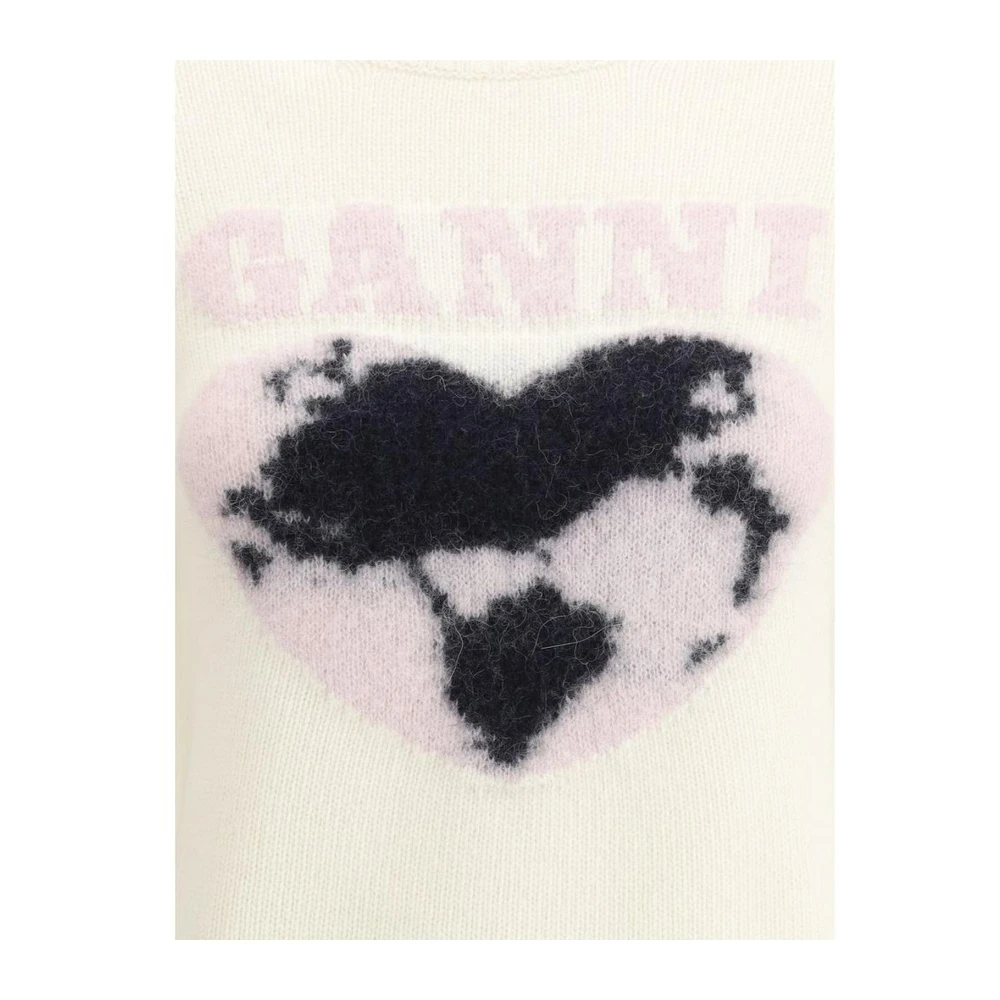 Ganni Iconische Monogram Wollen Trui White Dames