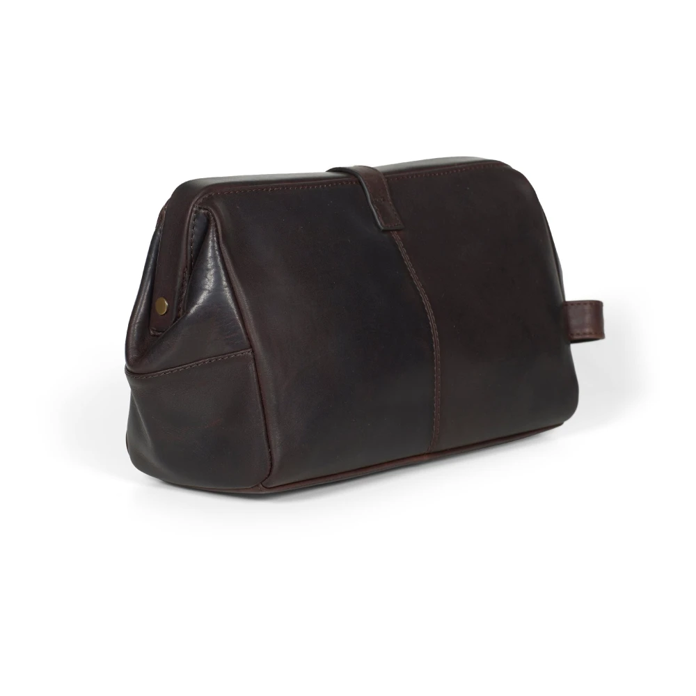 Howard London Donkerbruine Leren Toilettas Brown Heren