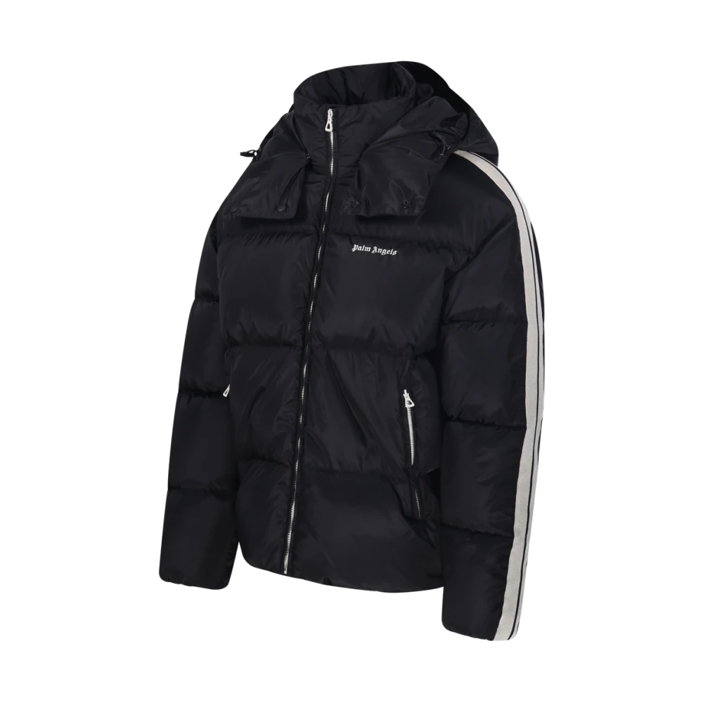 Palm Angels Zwarte Hooded Donsjas Black Heren