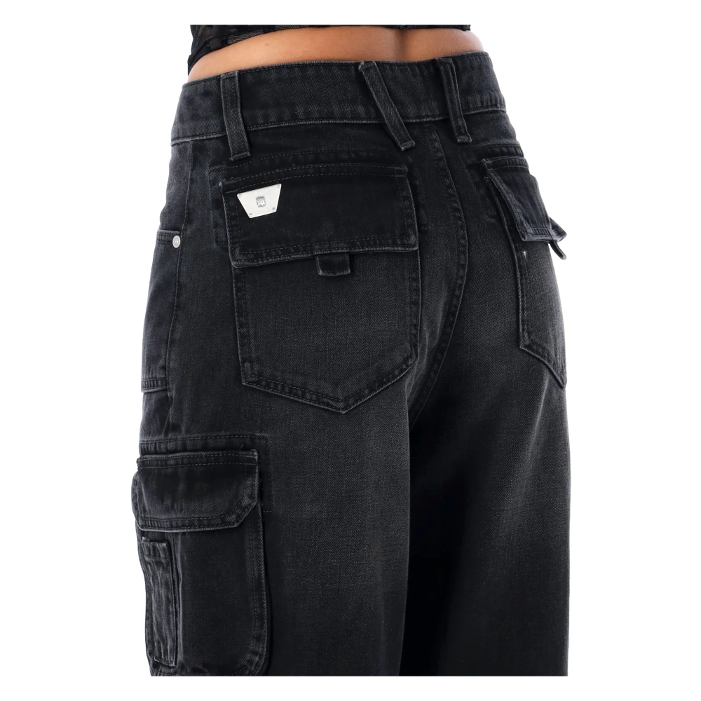 Misbhv Zwart Gewassen Denim Cargo Broek Black Dames