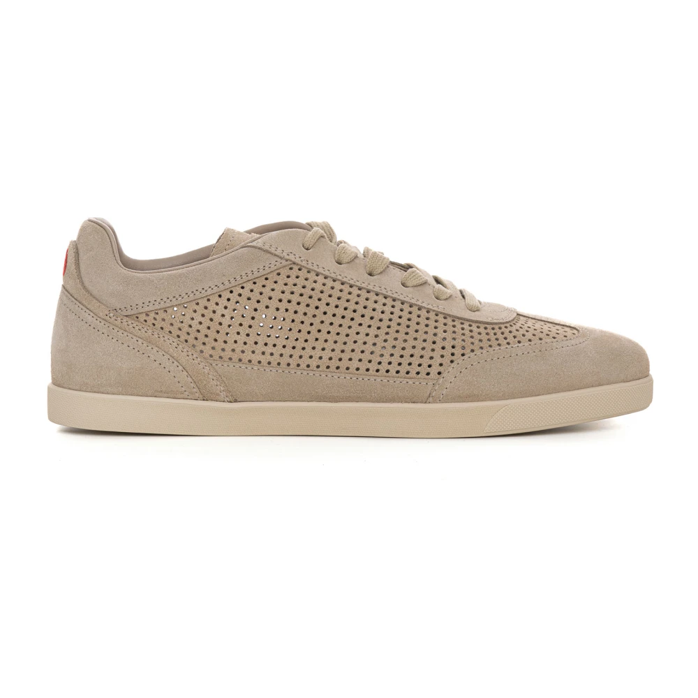 Kiton Leather Sneakers Heren Schoenen Beige