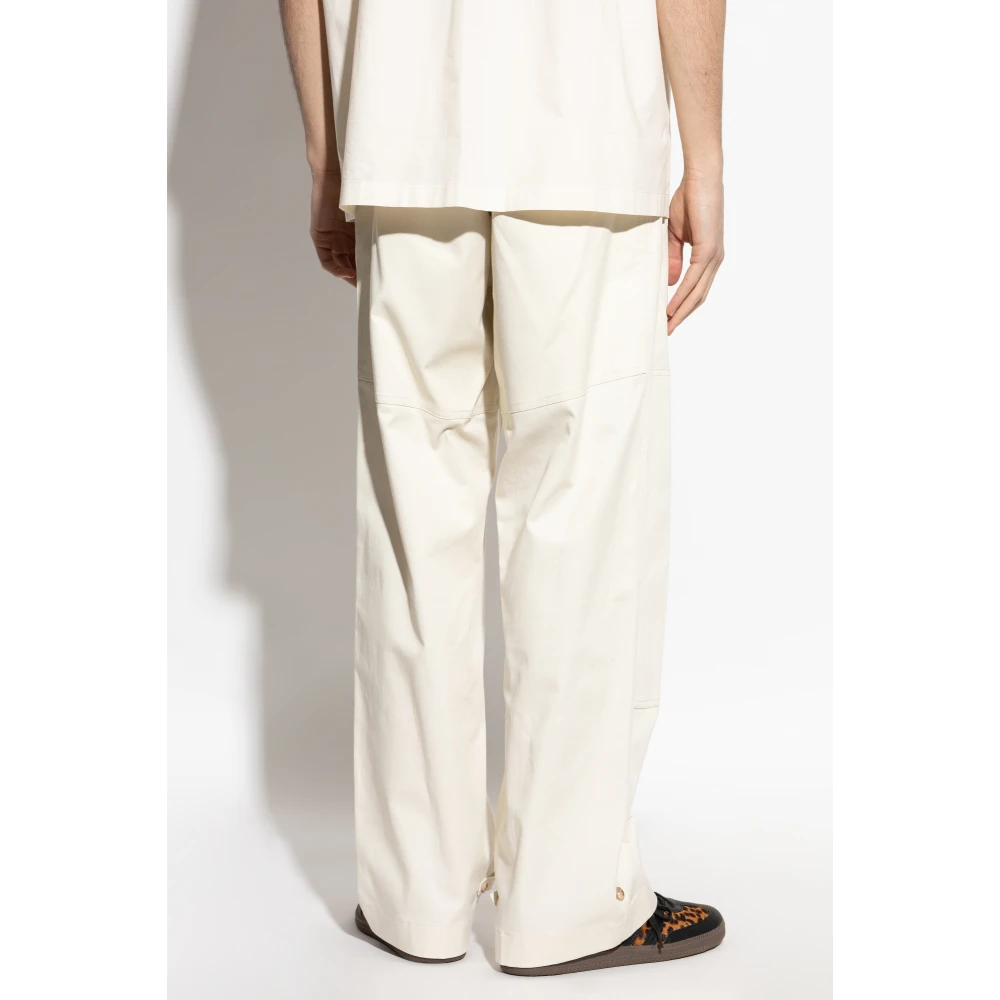 Dolce & Gabbana Katoenen broek met stiksels Beige Heren