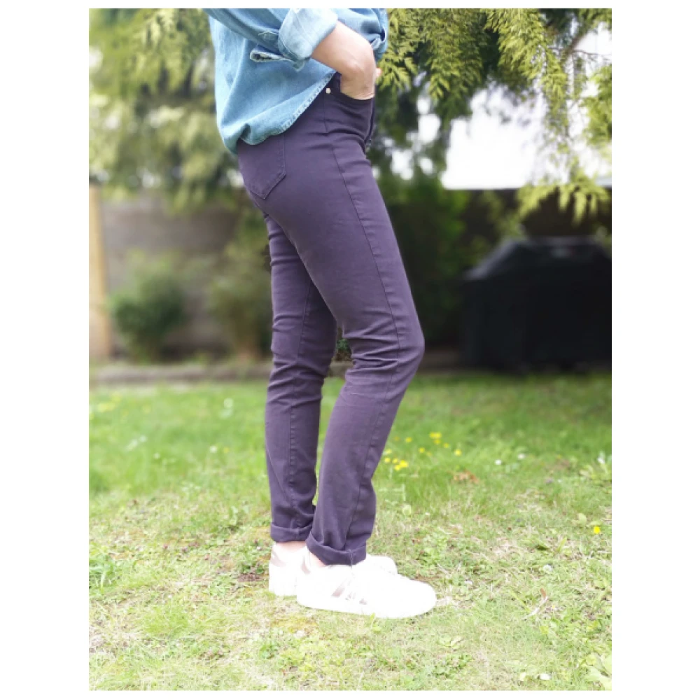 Islow Malo Slim Hoge Taille Katoenen Broek Purple Dames