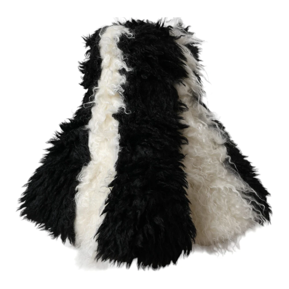 Dolce & Gabbana Unisex Black Striped Mohair Fur Bucket Hat