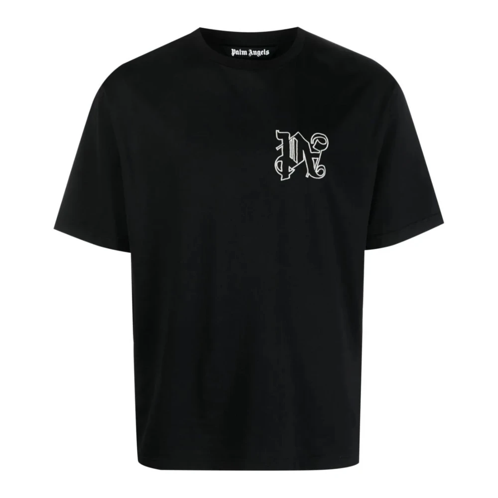 Palm Angels Zwart Katoenen Logo Print T-shirt Black Heren