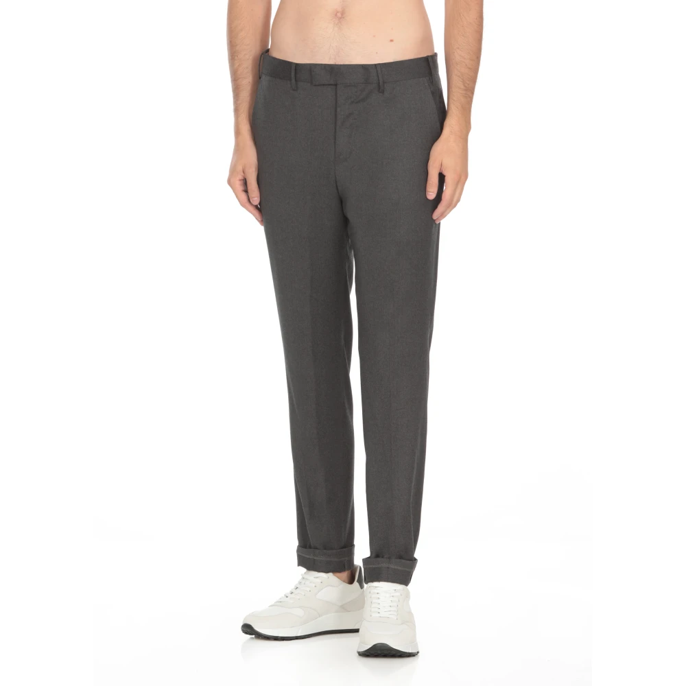 PT Torino Grijze wollen broek met zakken Gray Heren