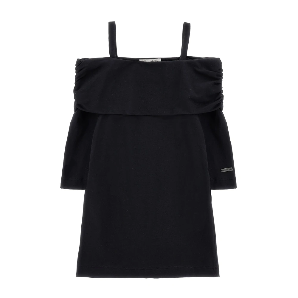 Monnalisa Girls Black Dresses, 10 Y, Cotton Dress