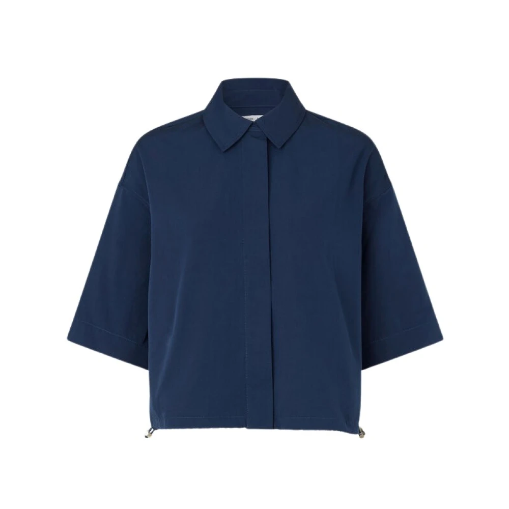 Samsøe Casual korte mouwen shirt met elastische tailleband Blue Dames
