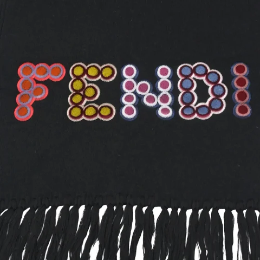 Fendi Vintage Pre-owned Wool scarves Black Dames