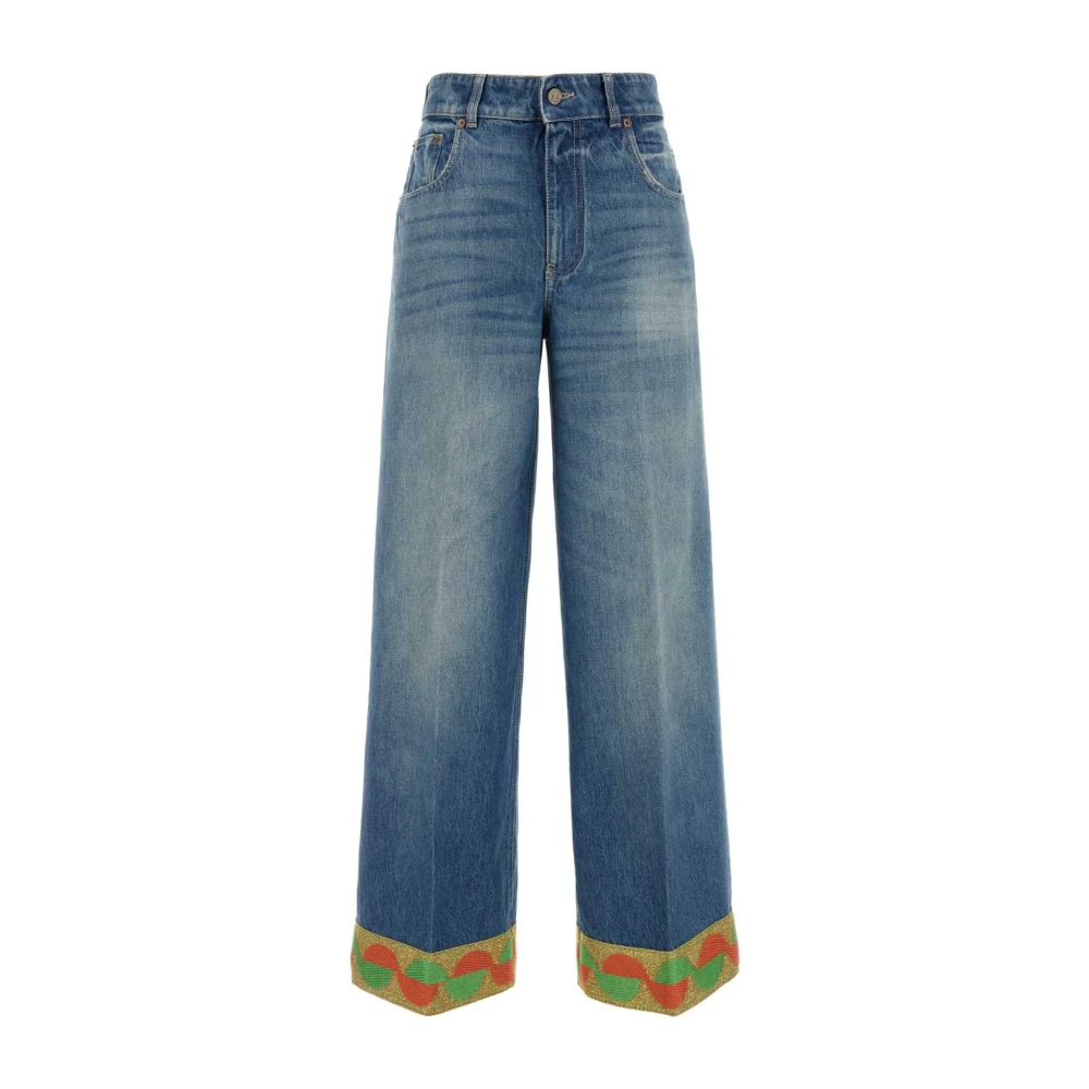 Valentino Garavani Women's Blue Wide Leg High Waist Jeans