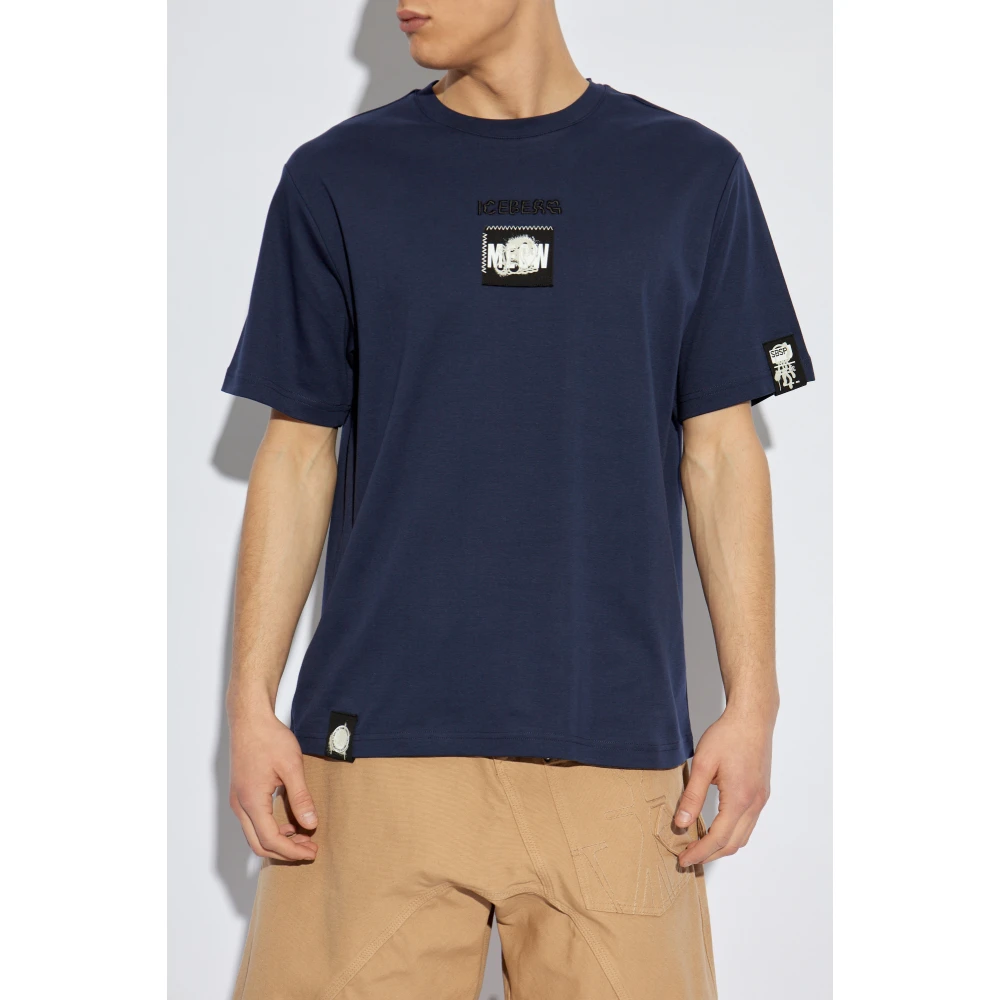 Iceberg T-shirt met patches Blue Heren