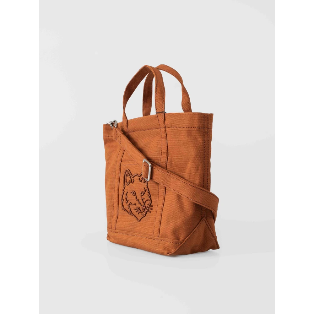 Maison Kitsuné Vos Hoofd Kleine Tote Tas Brown Dames