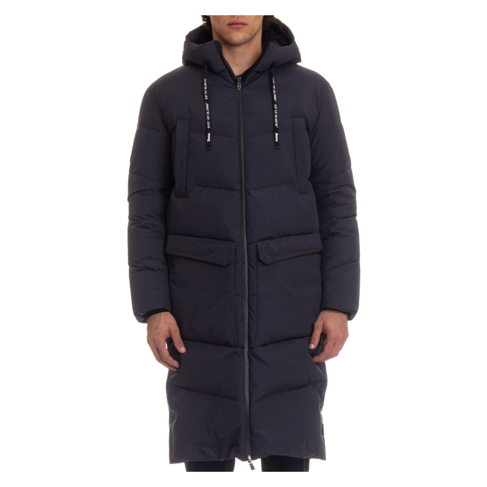 Herno Gewatteerde Lange Jas met Goretex Blue Heren