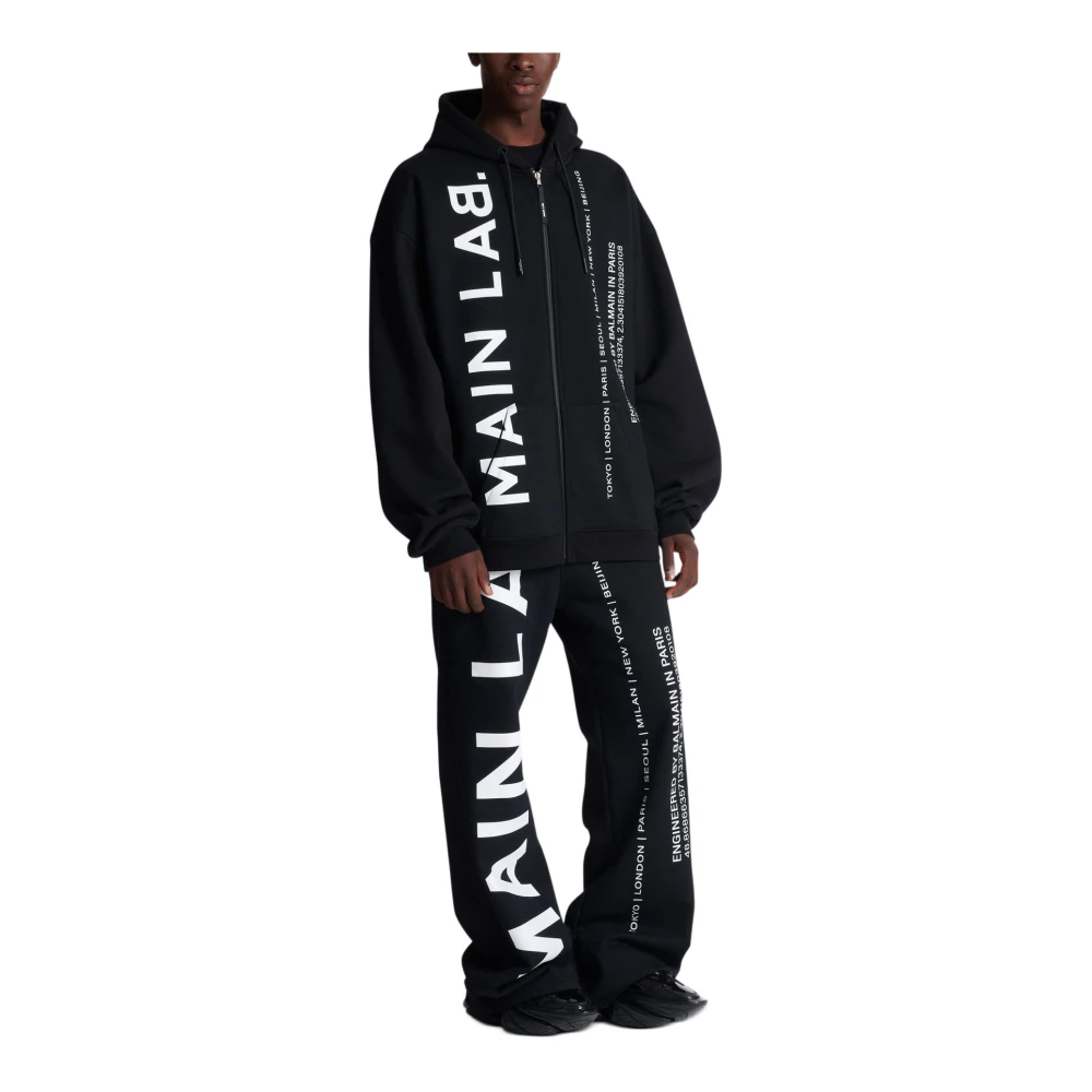 Balmain Main Lab Zipped Hoodie Black Heren