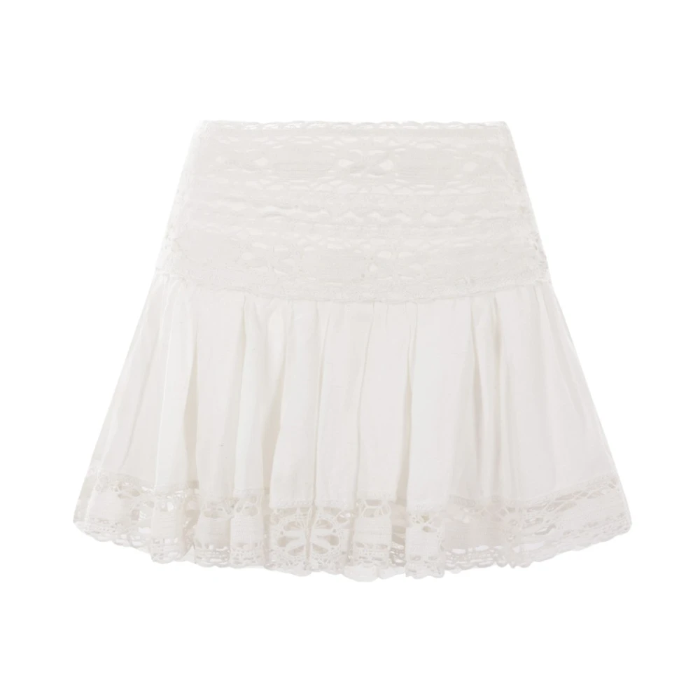 Isabel Marant Étoile Witte Geplooide Rok met Kantdetails White Dames