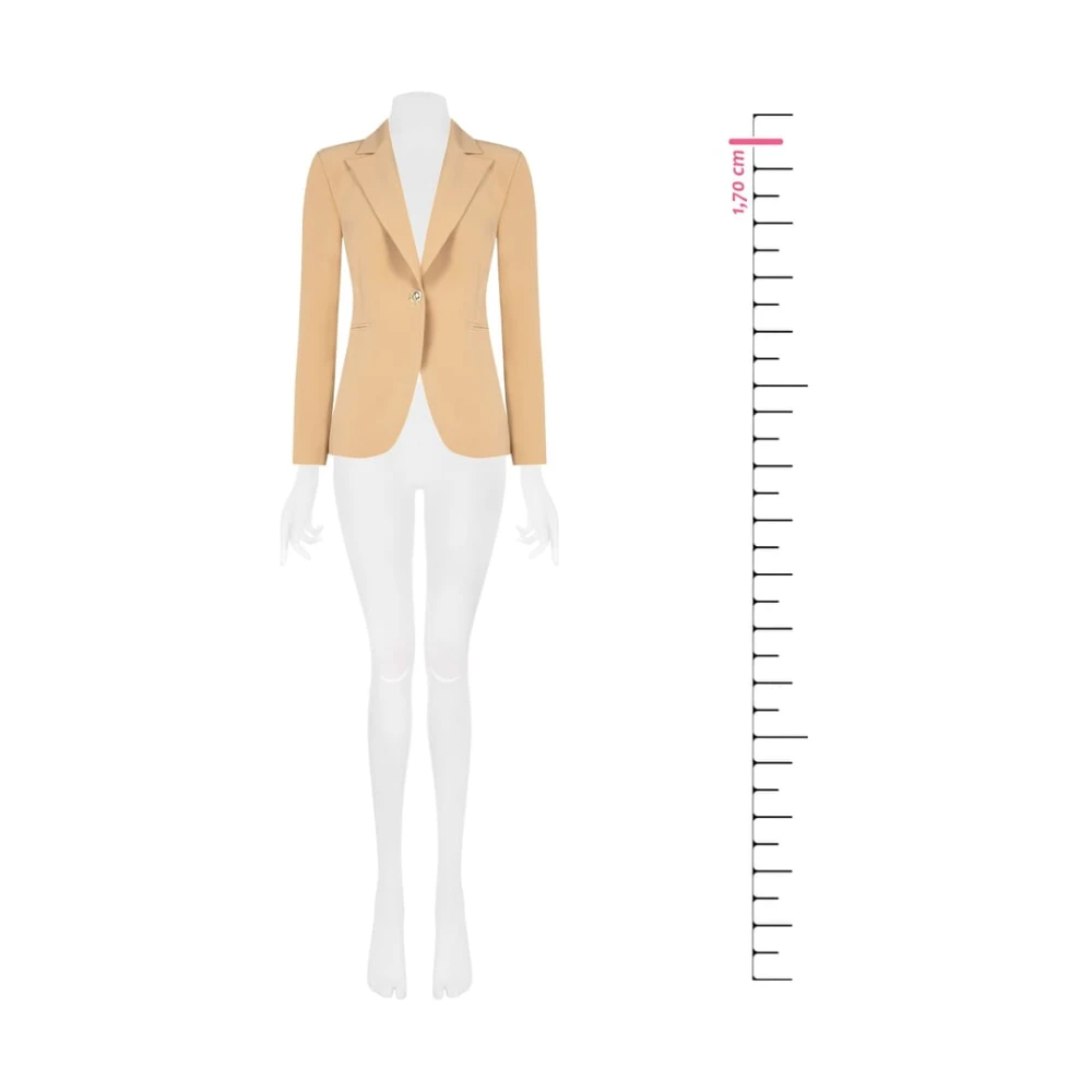 RINASCIMENTO Blazerjas van Technische Stof met één Knoop Beige Dames