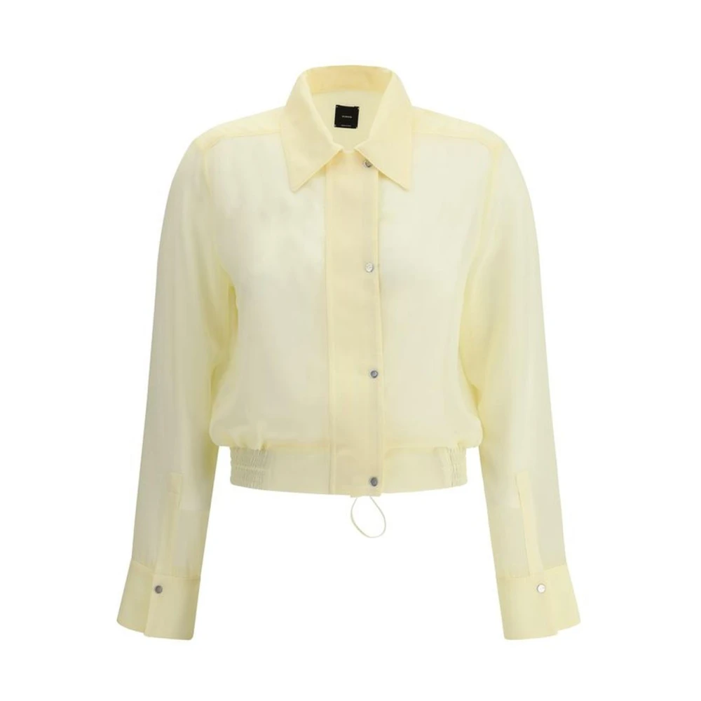 PINKO Stilig Cropped Skjorta med Dragsko Yellow, Dam