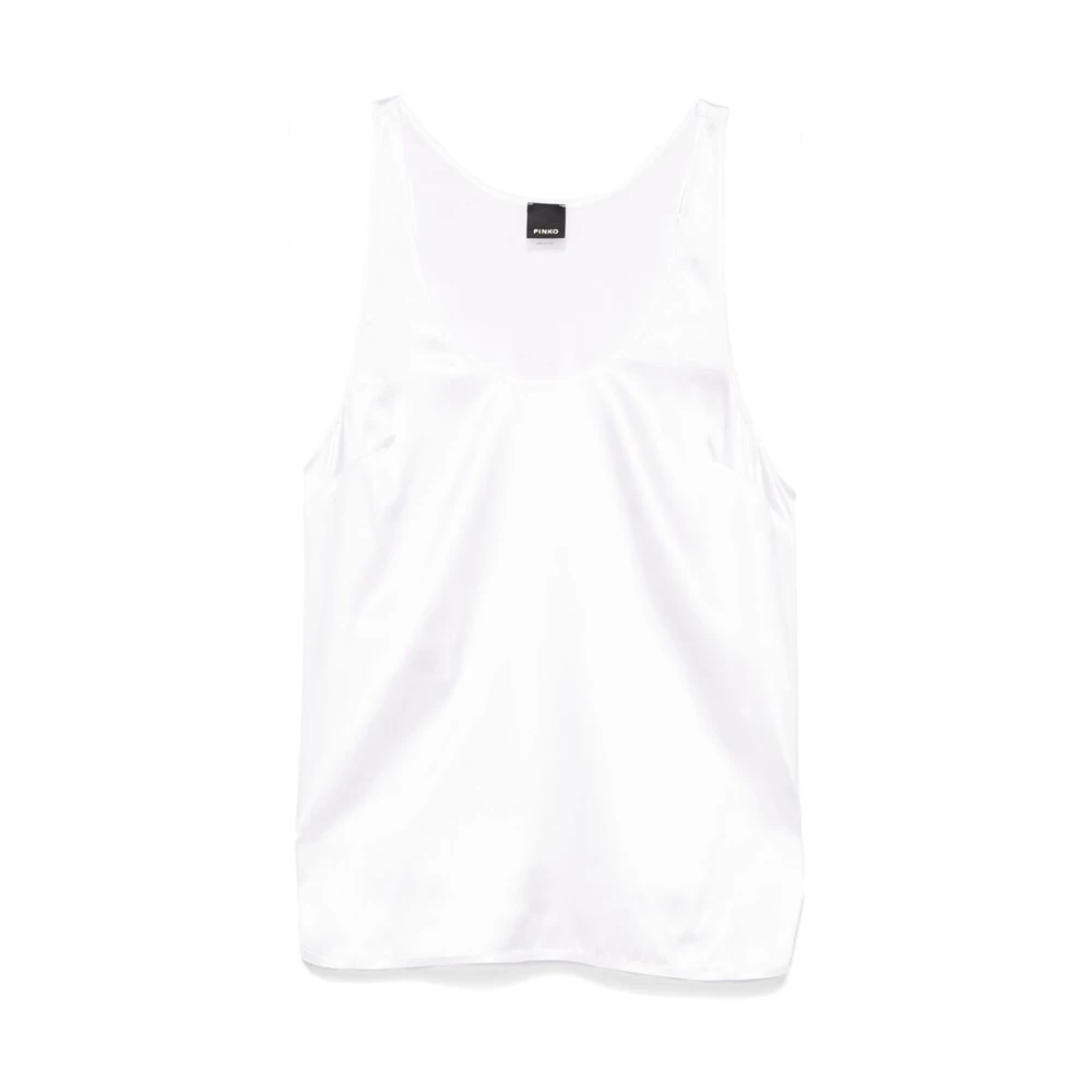 Pinko Witte Mouwloze Top met Scoop Neck White Dames