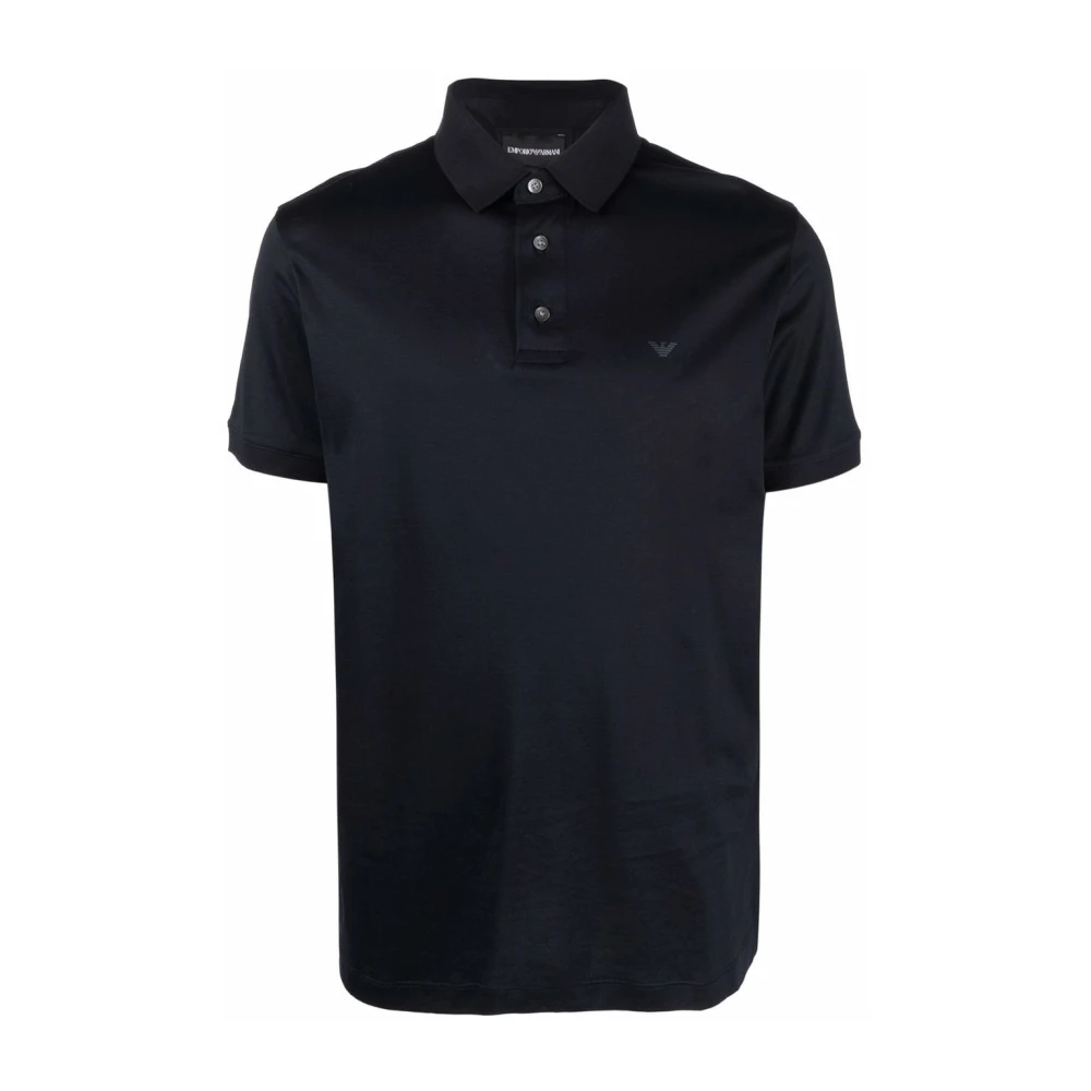 Emporio Armani Blauw Poloshirt met Adelaar Motief Blue Heren