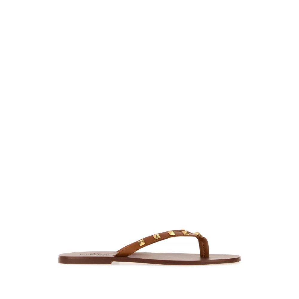 Valentino Garavani Men's Brown Flip Flops, 10 Uk, Rockstud Thong Sandal
