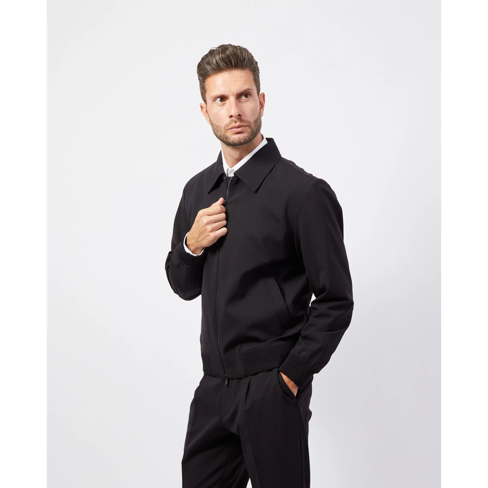 Hugo Boss Moderne Zwarte Jas Straight Slim Fit Black Heren
