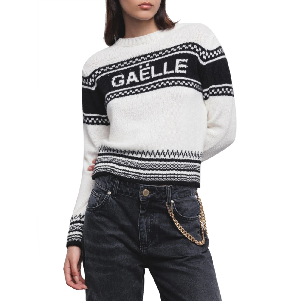 Gaëlle Paris Offwhite-Zwarte Sweater Set voor Vrouwen Multicolor Dames