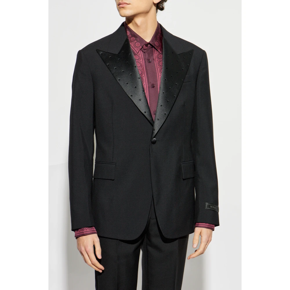 Versace Blazer met glinsterende applicaties Black Heren