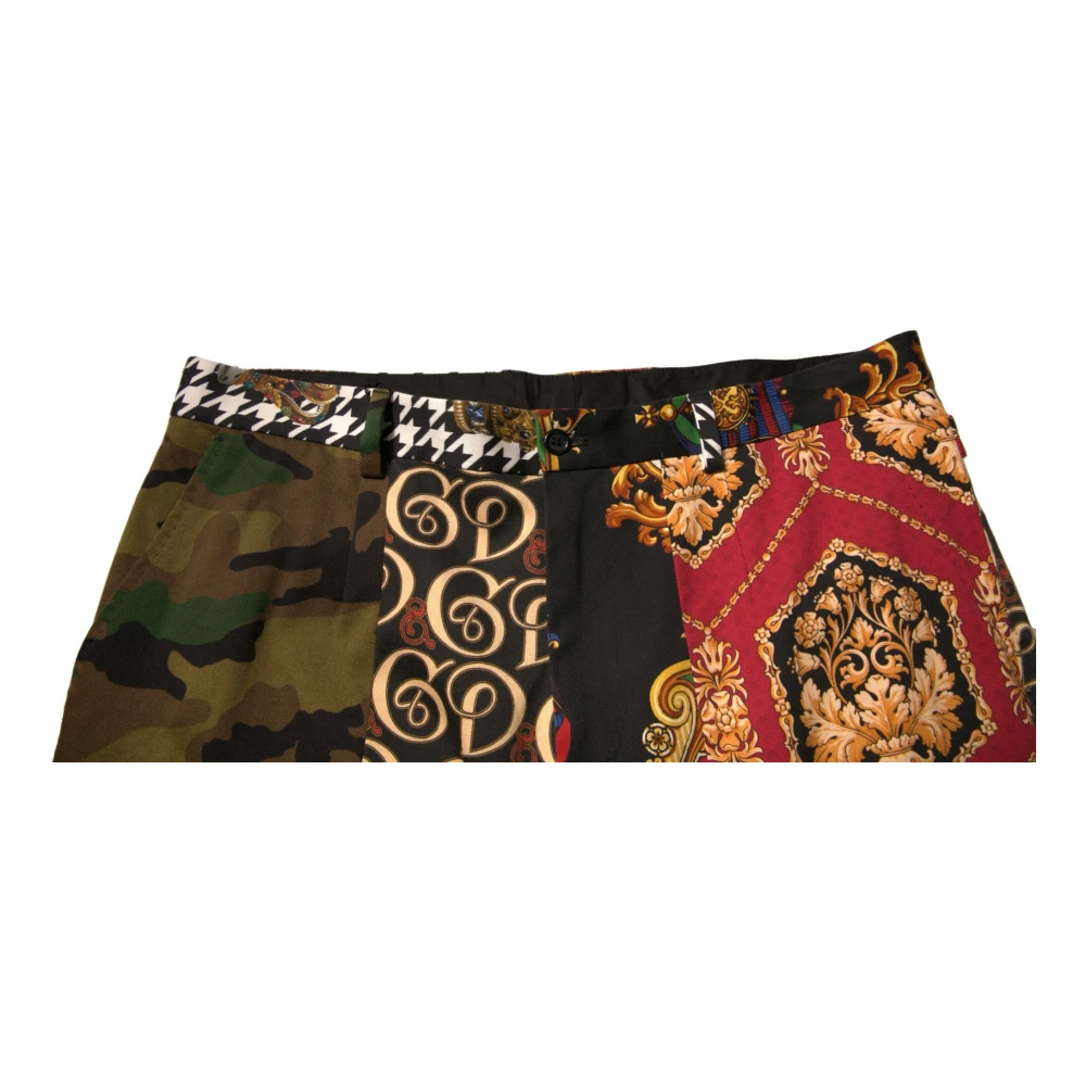 Dolce & Gabbana Multicolor Patchwork Broek met Logo Multicolor Heren
