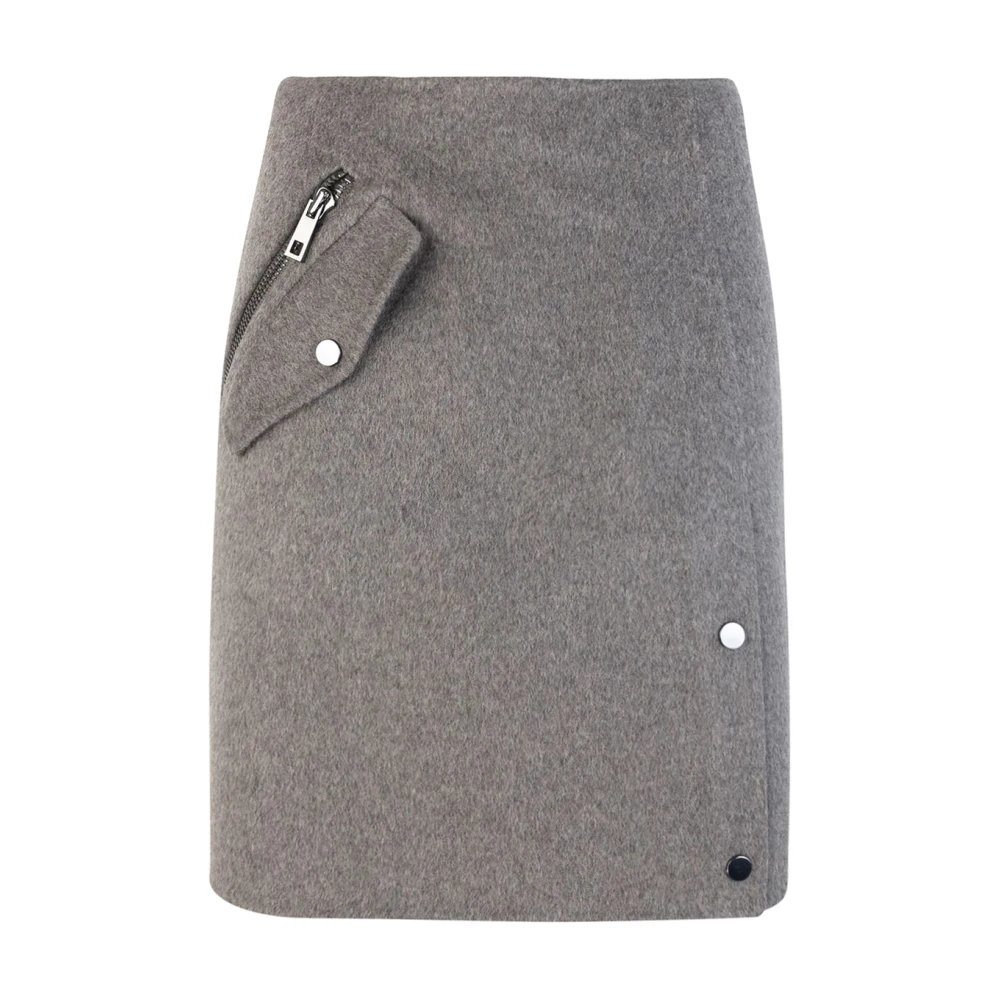 P.a.r.o.s.h. Grijze wollen rok met zakdetail Gray Dames