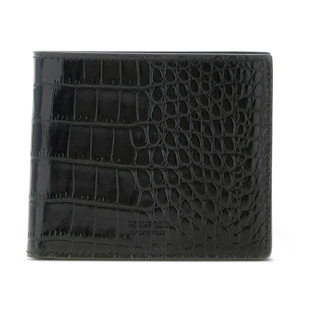 Tom Ford Men's Black Crocodile-Print Leather Bifold Wallet - Wallets & Cardholders - One Size - Accessories
