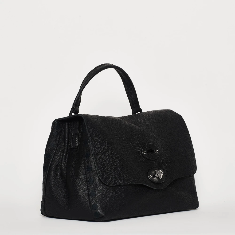 Zanellato Zwarte leren schoudertas Black Dames