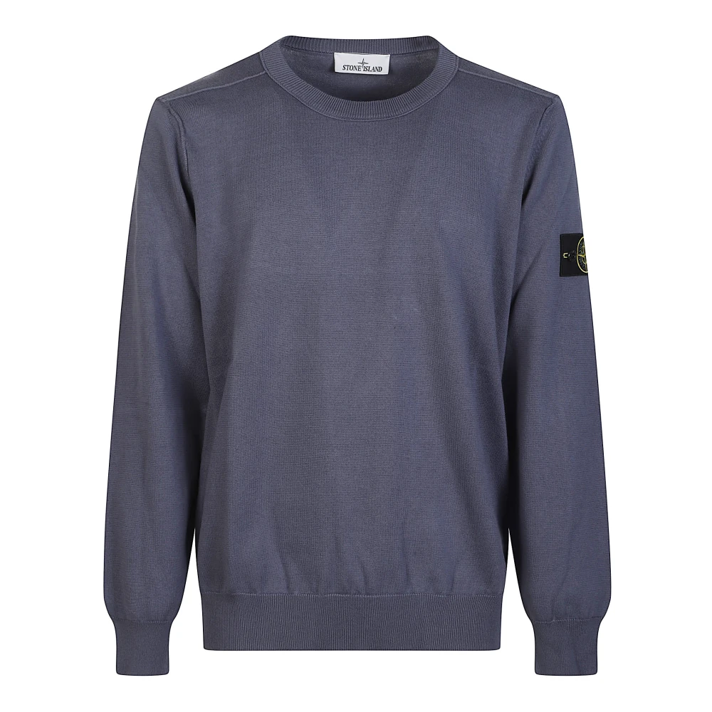 Stone Island Men's Blue Round Neck Jumper - Round-Neck Knitwear - L - Knitwear