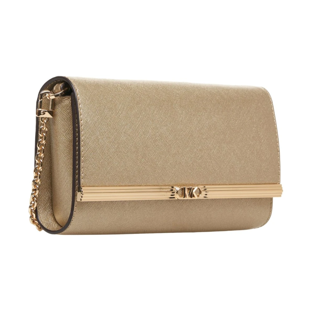 Michael Kors Gouden Metallic Clutch Tas Yellow Dames