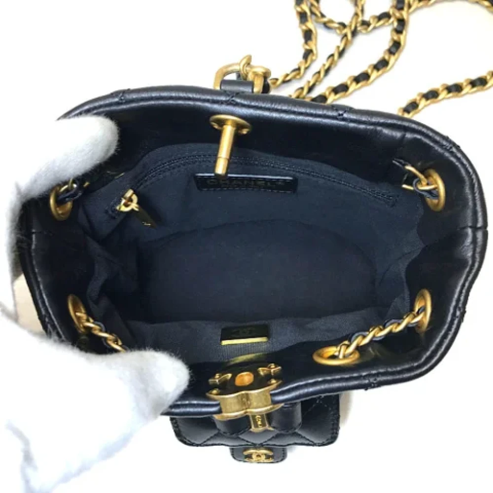 Chanel Vintage Pre-owned Leather backpacks Black Dames