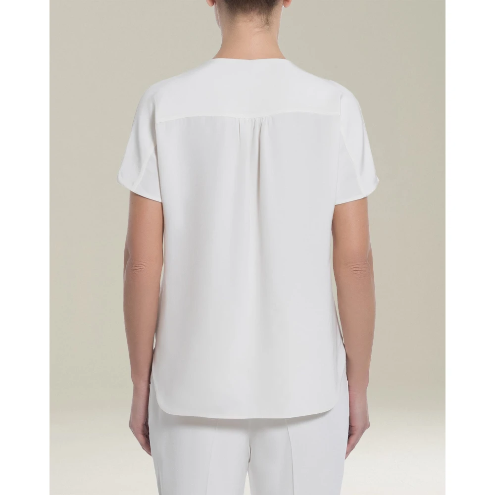 Kiton Zijden V-Hals T-Shirt White Dames