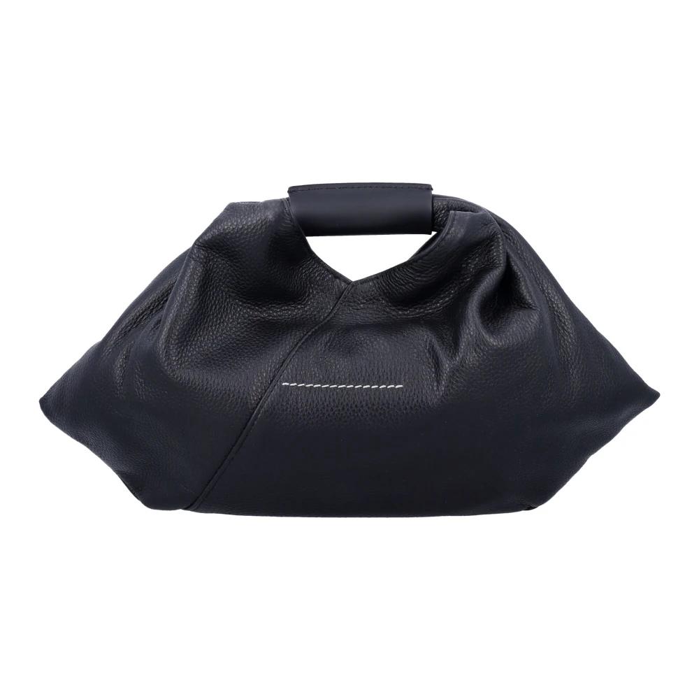 MM6 Maison Margiela Zwarte Korrelige Leren Handtas Black Dames