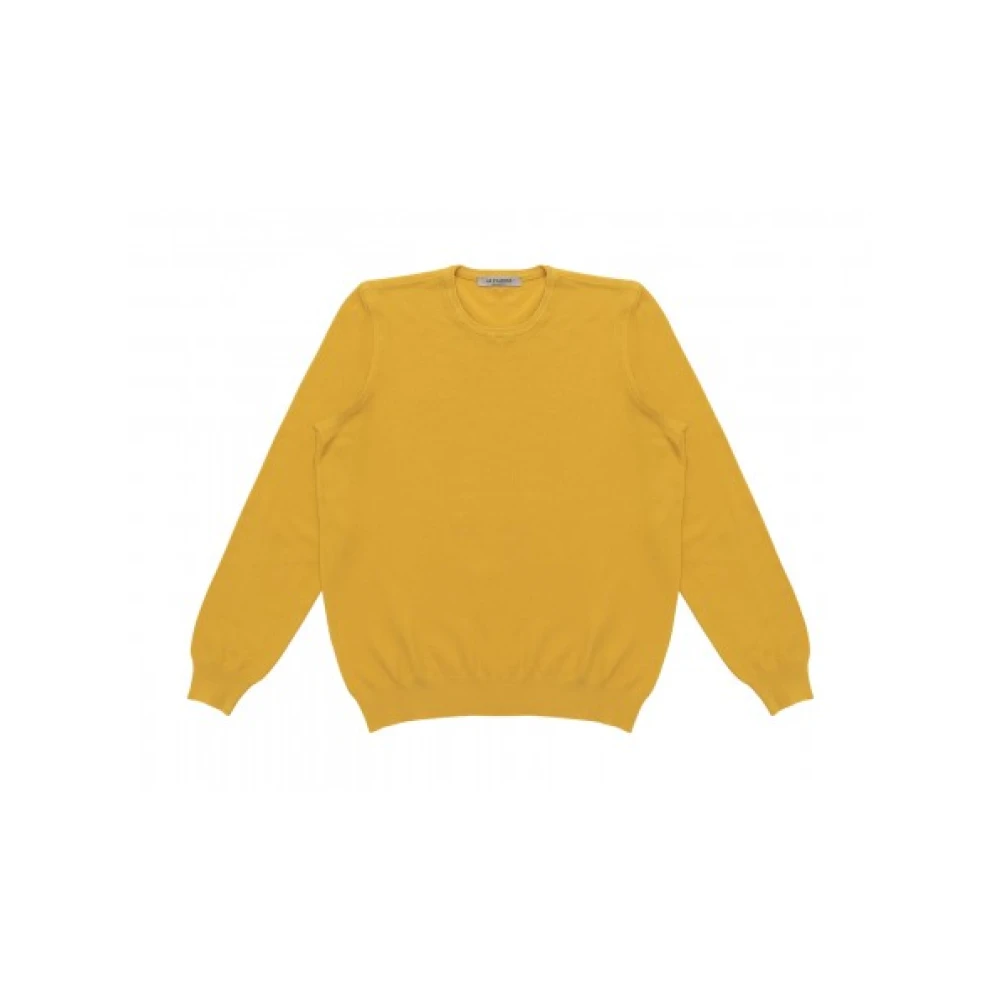 La Fileria Gul Ribbad Crew Neck Tröja Yellow, Herr