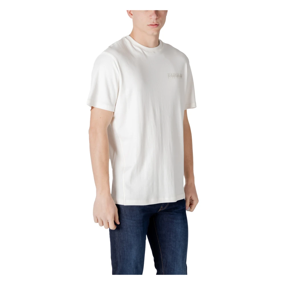 Napapijri Witte Katoenen T-shirt met Print White Heren
