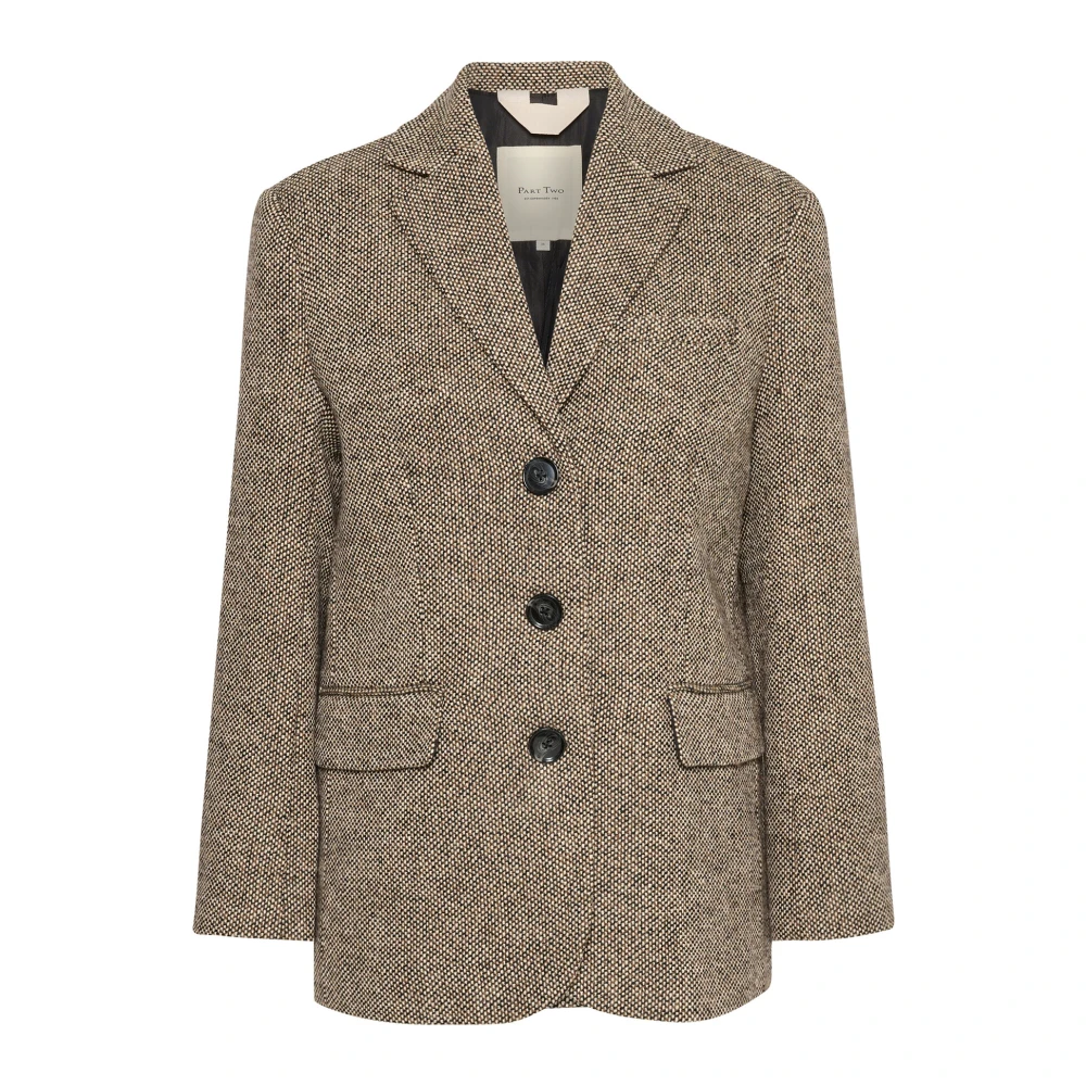 Part Two Bruin Tweed Mix Jas Klassieke Stijl Brown Dames