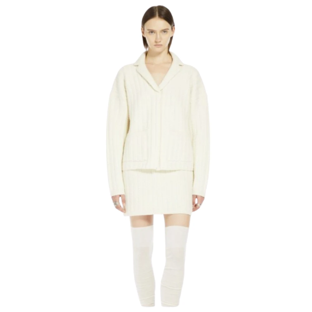 SPORTMAX Ritssluiting Gebreide Trui Ivoor Beige Dames
