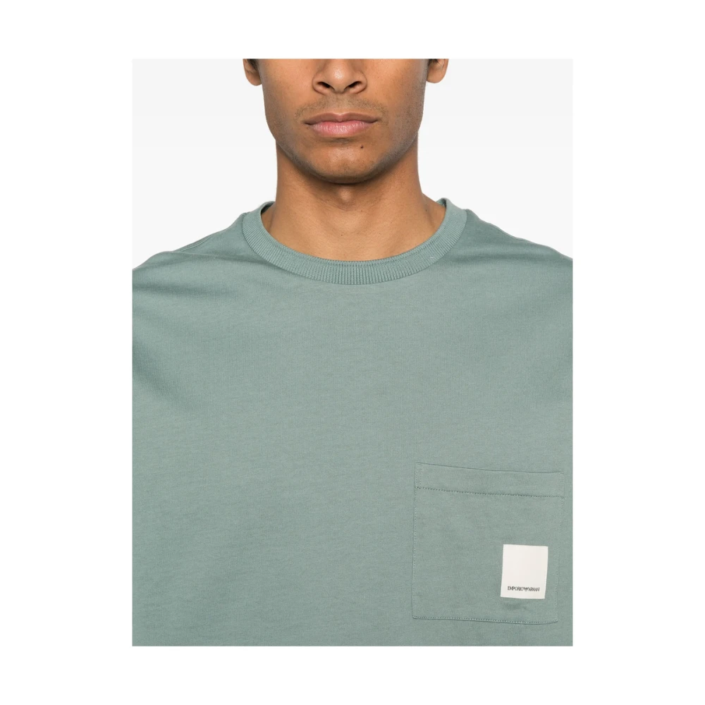 Emporio Armani Zeegroene Ronde Hals Lange Mouw Green Heren